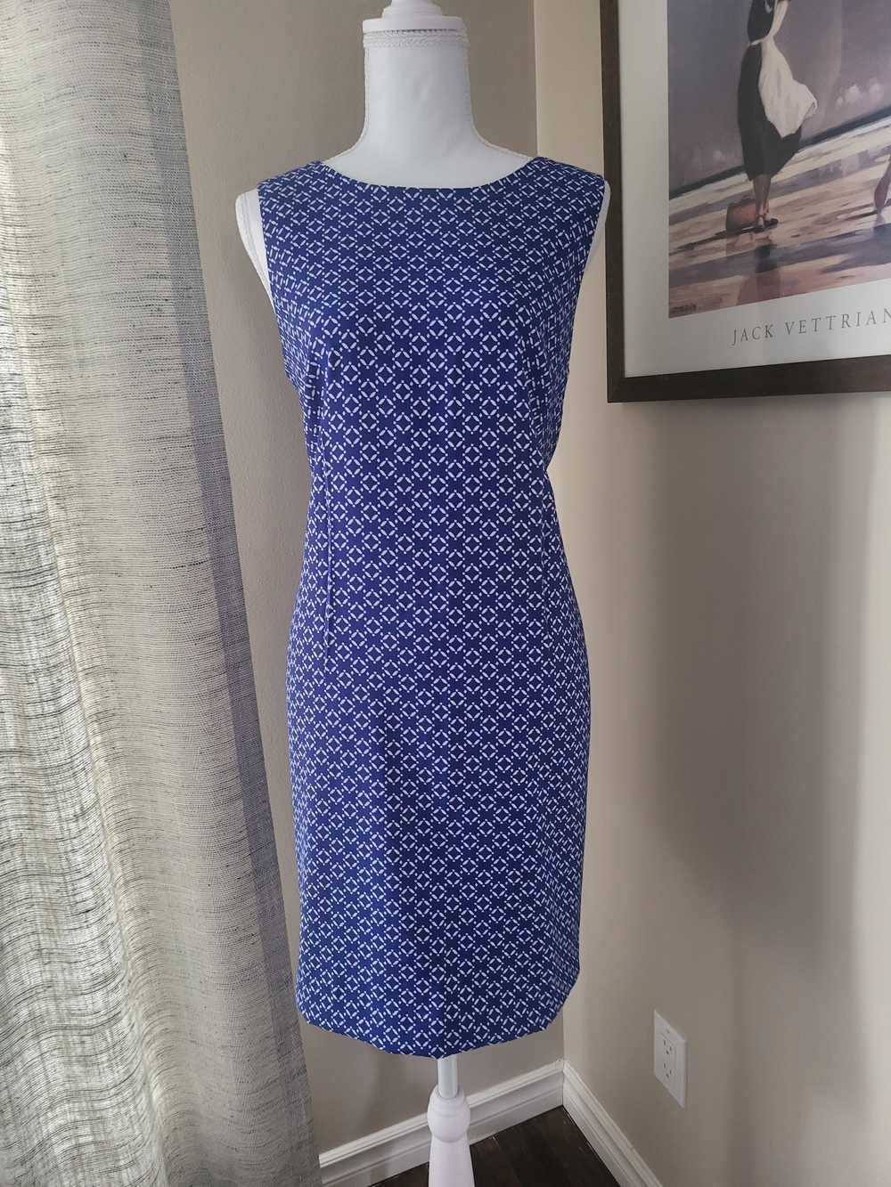 Mario Serrani Classic Blue Sleeveless Sheath Dress